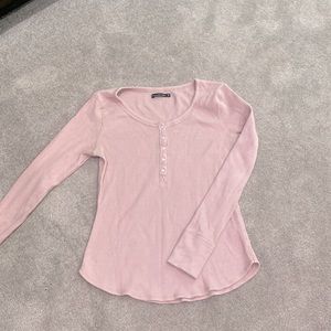 XL Pink Abercrombie & Fitch waffle patterned long sleeved shirt